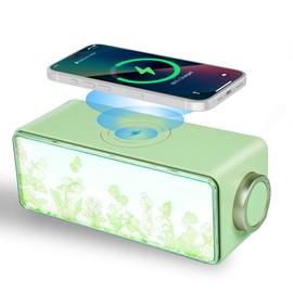 15W Wireless Charging, Dimmable Bedside Night Light, Multiple White Noise Sleep Music Options, Wireless Bluetooth Speaker Ideal for Bedrooms, Offices, and Workspaces, Green