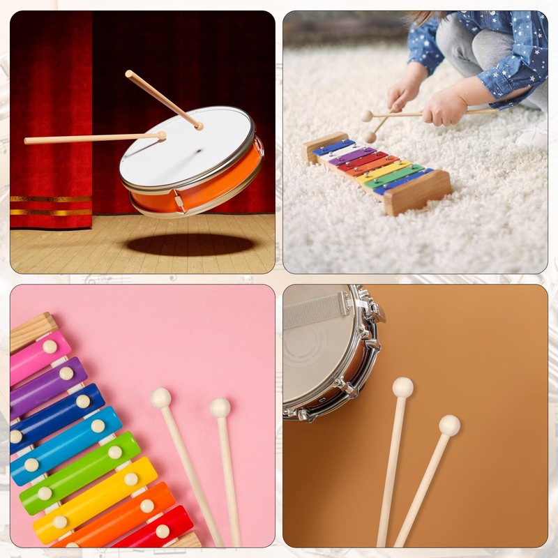 2Pcs Wood Xylophone Mallets, 7.5 Inch Percussion Sticks for Xylophone