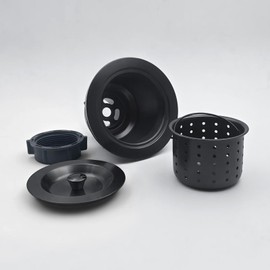 3-1/2-Inch Kitchen Sink Drain Strainer Assembly Kit Black, GZILA Deep Waste Basket Strainer with Sealing Lid Sink Stopper, 304 Stainless Steel