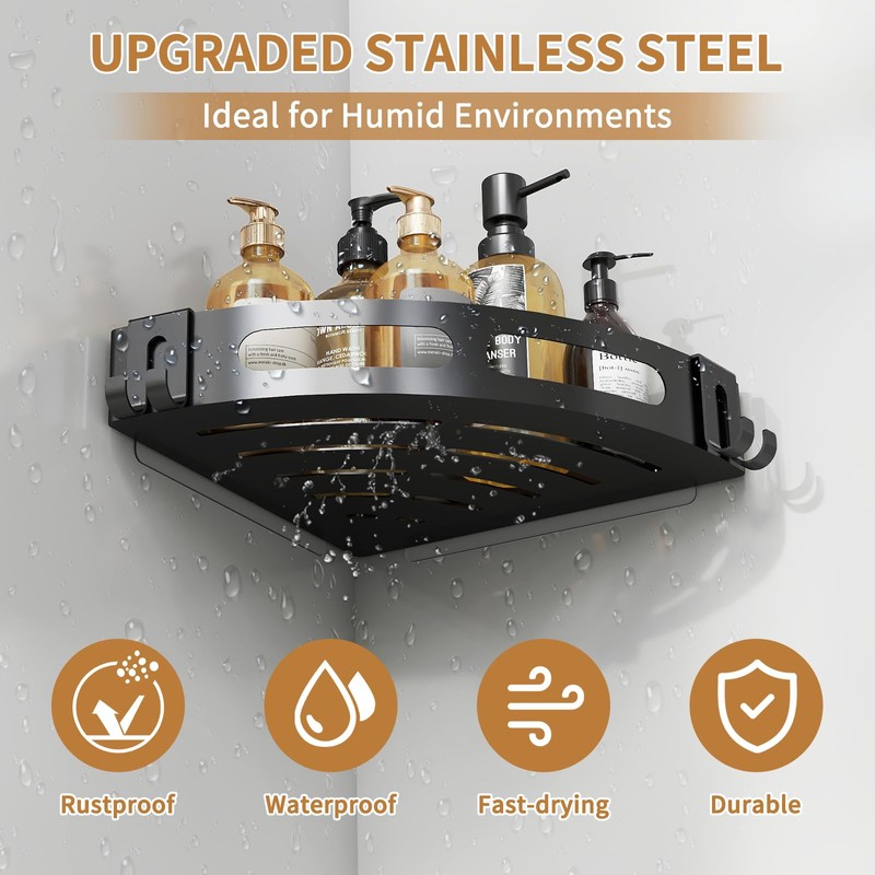 JUYSON Shower Caddy Corner Shelves for Inside Shower No Drilling,