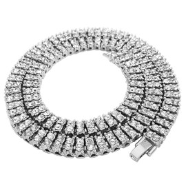 NIV'S BLING - Tennis Chain for Men and Women – 14K White Gold Plated Iced Lab Diamond 2 Row Necklace
