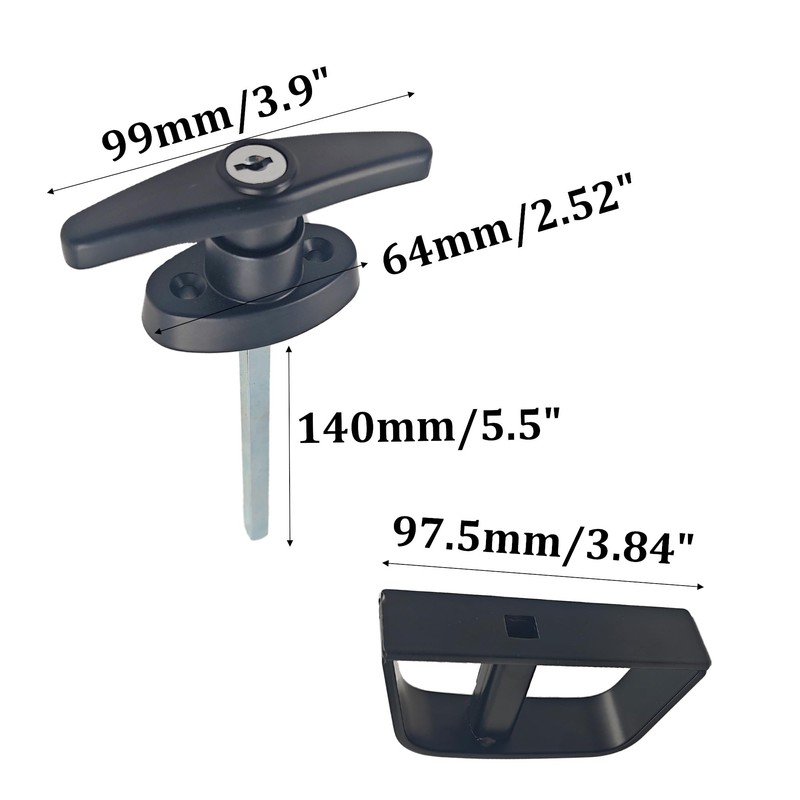 PDETVEO T-Handle Door Lock Set with 2 Security Keys, Heavy-Duty