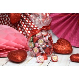 Cute Heart-Shaped Pizza Valentine's Day Birthday Kiss Sticker Labels, 300 Party Circle Sticker sized 0.75” for Chocolate Drop Kisses by AmandaCreation, Great for Party Favors & Goodie Bags