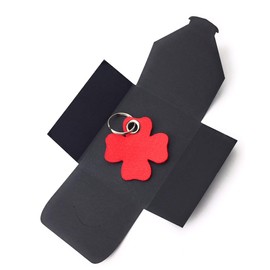 filzschneider Felt Key Fob, Luck/Clover, Red as Key Chain/Suitcase Tag and Special Gift with Eyelet and Key Ring, Made in Germany, neutral