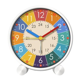 Sunshine smile Children's Alarm Clock for Beginners to School, Children's Alarm Clock, Analogue Alarm Clock, No Ticking, Children's Alarm Clock, Silent Learning Alarm Clock for Boys and Girls