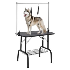 GarveeTech 46" Dog Grooming Table, Foldable Pet Grooming Table for Dogs at Home with Height Adjustable Arms, Noose, Mesh Tray, 330LBS Static Weight Capacity, Trimming Drying Table for Small/Large Dogs