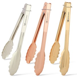 MSY BIGSUNNY 9 Inch Kitchen Food Tongs, Buffet Tongs, Serving Tongs for Cooking, Grilling, Aluminum Tongs - Set of 3 (multi color)