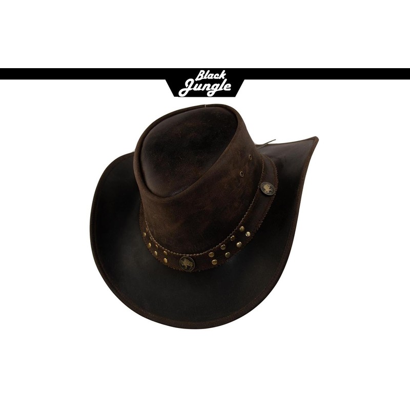 Black Jungle Yukon Leather Western Hat Australia Cowboy Hat, brown