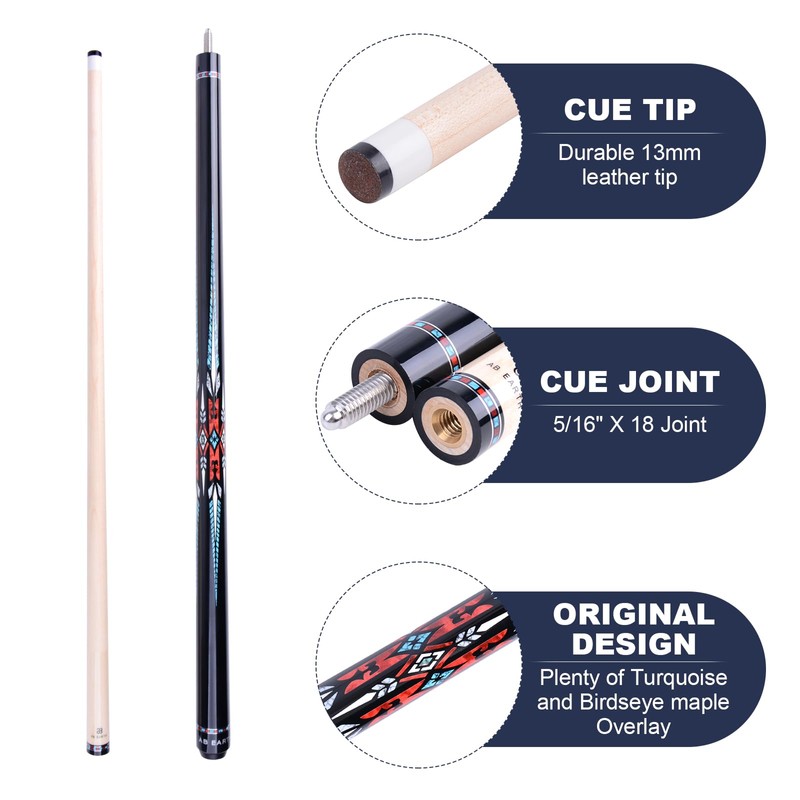 AB Earth 36”/42”/48” Canadian Maple Billiard Short Pool Cues for