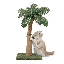 Palm Tree Cat Scratching Post, 36'' Cat Scratcher Post with Natural Sisal Rope, 3 Interactive Balls and Curved Design Scratching Posts for Indoor Cats Adults and Kittens, Multi-Combinable (Style B)