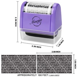 Miseyo Wide Identity Theft Protection Roller Stamp Set - Purple (3 Refill Ink Included)