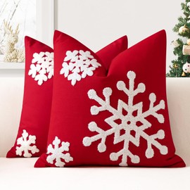 JOTOM Set of 2 Christmas Cushion Covers, Decorative Winter Snowflake Throw Cushion Cover, Modern Cushion Covers, Sofa Cushion, Decorative Cushion Cover for Living Room, Bedroom, Decoration (40 x 40