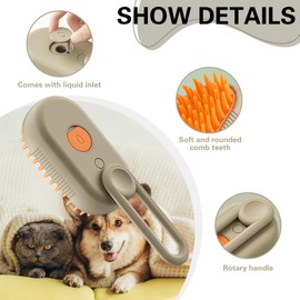 Steamy Pet Brush - Convenient Hair Removal, Easy Collection, Massage Function - Ideal Steam Brush for Cats! (Coffee)1