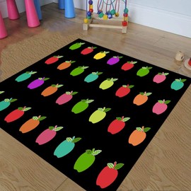 Champion Rugs Kids Soft Children’s Multicolor Large Apples Sit Spot Rug Colorful Area Rug Play Mat (5 X 7’ 5”)