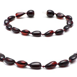 Genuine Amber Bracelet - Baltic Sea Jewellery - Raw Anti-Stress Bracelet Made of Baltic Sea Amber Beads - Real Amber Jewellery, Popular as Lucky Stone Bracelet (Cherry, 13 cm), Stone, Amber