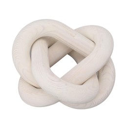 Wood Chain Link Decor, 3 Link Wood Knot Decor Boho Chain Decor Decorative Wood Chain Link Hand Carved Wooden Chain Links for Coffee Table Decor (White)