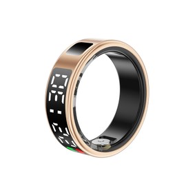 Smart Ring with LED Display, Smart Ring Fitness Tracker, IP68 Waterproof Fitness & Sleep Tracker for Women & Men with Charging Case, APP for iOS for Android, Gold (#12)