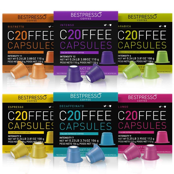 Bestpresso Coffee for Nespresso Original Machine 120 pods Certified Genuine