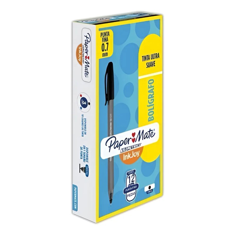 Boligrafo Papermate Kilometrico Punta Fina 0.7 Mm 12 Piezas