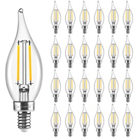 Hizashi E12 LED Bulbs 40 watt Equivalent, 90+ CRI Dimmable Candelabra Light Bulbs, Flame Tip Chandelier Light Bulbs, 4W 450LM 3000K Soft White, CA10, UL Listed, 24 Pack