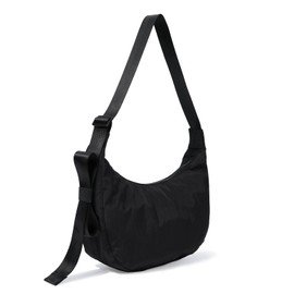 Medium Nylon Crescent Bag - Casual Shoulder Crossbody with 47" Adjustable Strap & Dual Interior Pockets