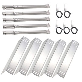 Hisencn 5Pack Repair KIT Gas Stainless Steel Burner, Heat Plate Heat Shield, Electrode Ignitor Replacement for Select Jenn-Air 720-0709, 720-0709B,720-0727 Kitchen aid 720-0709c Gas Grill Models