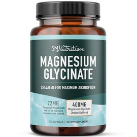 SMNutrition Glicinato de magnesio 400 mg  Glicinato de magnesio quelado para máxima absorción y biodisponibilidad  Relajación, salud muscular, estrés 