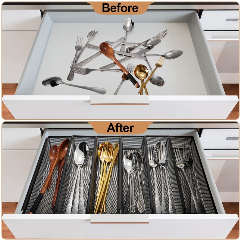 10 Pcs Drawer Organizer Silverware Drawer Organizer Mesh Utensil Drawer