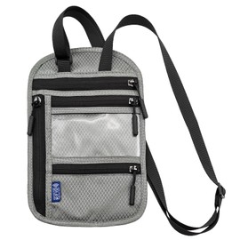 Travel Pouch Passport Holder-Neck Pouch for Men and Women-Travel Neck Wallet with RFID Blocking And Keep Your Belongings Secure (Grey)