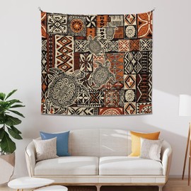 Hdjxbdhsv Polynesian Turtles Tapestry, Hawaiian Tribal Tattoo Hibiscus Print Wall Tapestry Tapestry Wall Hanging, Tapestry Aesthetics for Bedroom Living Room College Dorm Decor, One Piece Tapestry