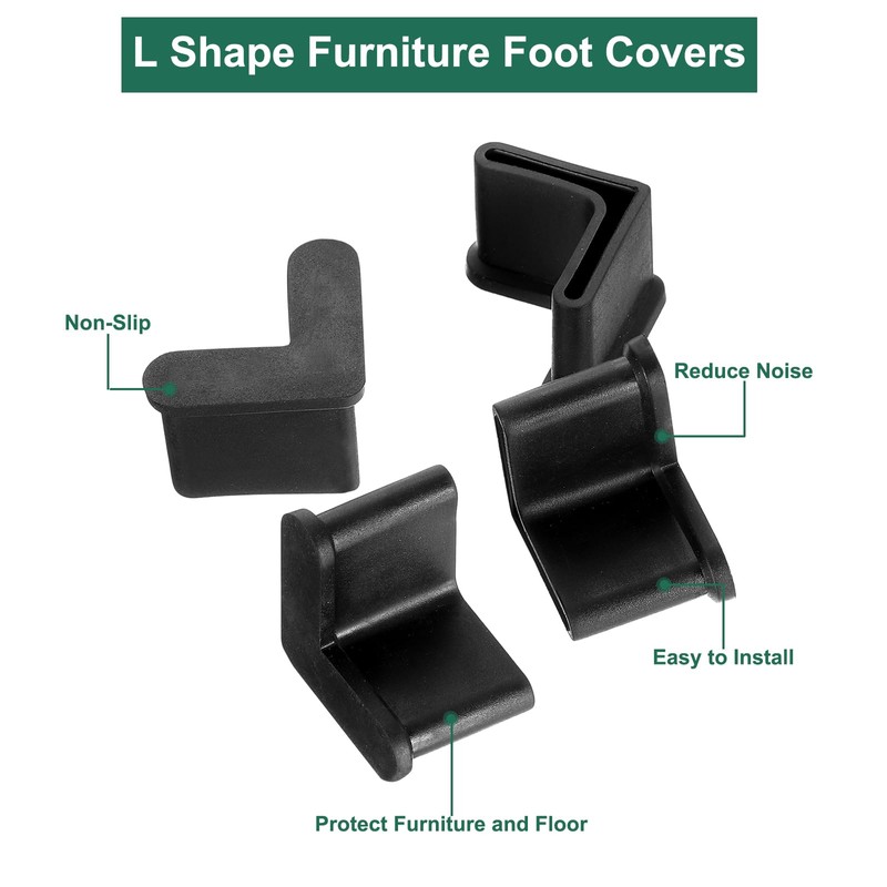 uxcell 4 Pcs 1" x 1" Rubber Foot Pads Covers,