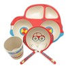 Bamboo Dinnerware Set for Kids Toddlers Car Plate Bowl Cup