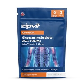 Zipvit Glucosamine Sulphate 2KCl 1000mg with Vitamin C, 180 Vegan Tablets, Supports Bones, Cartilage & Collagen, Joint Health Supplement, 6 Month Supply, Eco Friendly Pouch