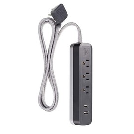 Globe Electric Designer Series 6-ft 3-Outlet 2-USB Surge Protector Power Strip in Grey Charcoal