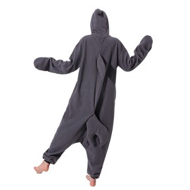Men's Grey Shark Onesie Adult Unisex Animal Cosplay Costume One Piece Pajamas for Adult