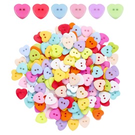 100PCS Love Buttons, Double Hole Sewing Buttons, Cardigan Baby Buttons, Clothing Accessories Buttons, Mixed Color Buttons for Sewing and DIY Decoration (12.5mm)