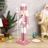 NOLITOY Christmas Nutcracker Soldier, 12 in Wooden Nutcracker Figure Pink