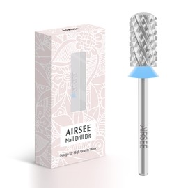 AIRSEE Tungsten Carbide Acrylic Nail Drill Bit Efile Electric File Machine Head Tip for Manicure Polishing Art Remove Gel 3/32" 2 Way Beginner Safety Round Top Cylinder Barrel 4X Coarse-4XC