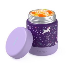 Bentgo Kids Stainless Steel Food Jar - 11oz Leak-Proof Double Insulated Hot or Cold Food Container with Removable Silicone Bumper, Dishwasher Safe, Easy Open Lid, Ages 3+ (Unicorn)