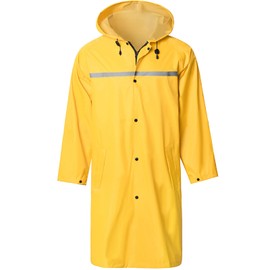 Mens Long Hooded Safety Rain Jacket Waterproof Emergency Raincoat Poncho(Yellow,M)