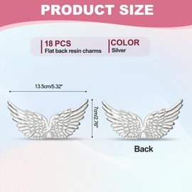 PATIKIL 18Pcs Angel Wings for Crafts, Small Glitter Silver Angel Wings Ornament Fabric Wings Sew on Patches for Backpacks Dress DIY Crafts Decorative Props (5.3 Inch)