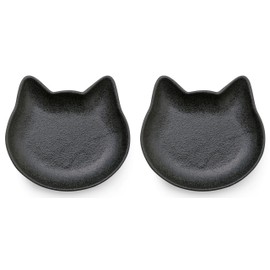 Aito Cute Cat Cat Shaped Nyan Plate, Small (Black / Set of 2)