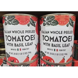 Trader Joe Italian Whole Peeled Tomatoes with Basil Leaf 28oz 794g (2 Cans)