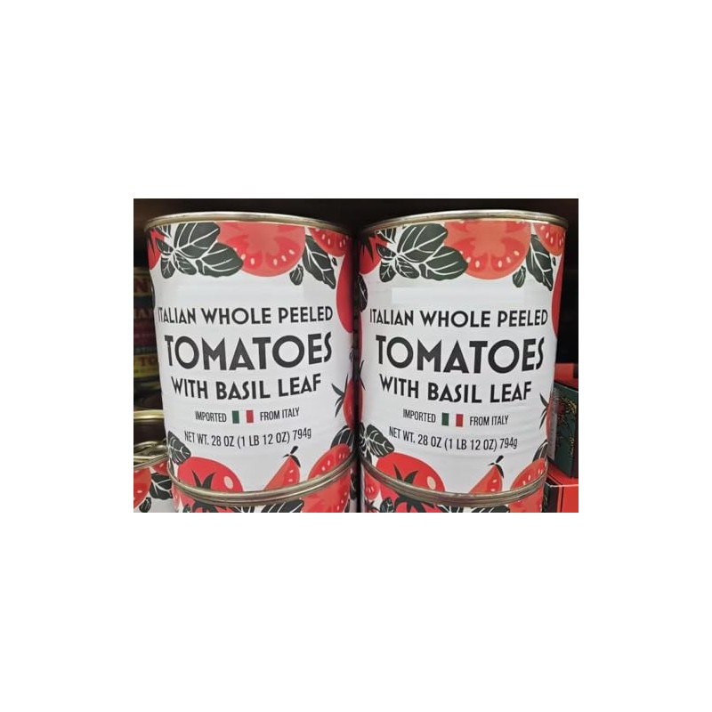 Trader Joe Italian Whole Peeled Tomatoes with Basil Leaf 28oz