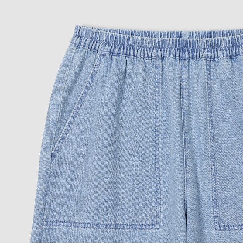 JAJU [JAJU] Women's Relaxed Fit Wide Denim Pants_Light Blue