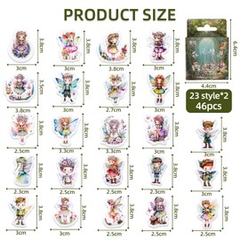 Flower Fairy Stickers, 46 Pieces Cute Fairy Stickers for Scrapbook, Vinyl Water Bottle Stickers for Scrapbooking, DIY Crafts, Laptops, Journal, Gifts for Adults, Children