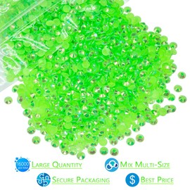 16000PCS Peridot AB Resin Rhinestones for Crafts 3mm 4mm 5mm Fresh Green AB Flatback Jelly Rhinestones Bulk SS10 SS16 SS20 Non-Hotfix Stones Diamonds Crystals Gems for Mugs Tumblers Bottles DIY Decor