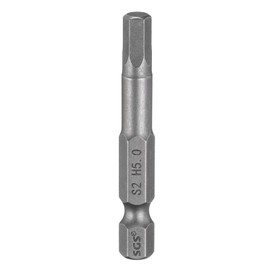 sourcing map H5.0 Hex Head Drill Bit Wrench 5mm Metric Flat Tip 1/4" Hex Shank 50mm (2") Long Magnetic Hexagonal Screw Driver Socket Industrial Screwdriver Power Bits