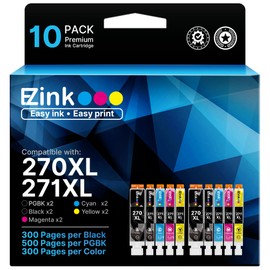 E-Z Ink Compatible Ink Cartridges Replacement for Canon 270 271 XL to use with PIXMA MG5720 MG5721 MG5722 MG6820 MG6821 MG6822 TS5020 TS6020 (2 Large Black,2 Small Black,2 Cyan,2 Magenta,2 Yellow)