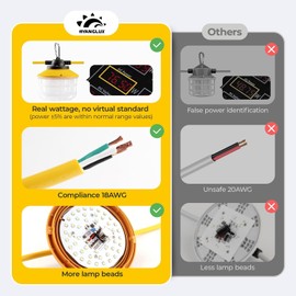 HYANGLUX Outdoor Construction LED String Lights: 3 Prong 50FT 75w 10500lm ETL Certified Super Bright Temporary Lighting Hanging IP65 Waterproof Work Light for Attic Jobsite Garage